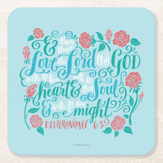 Thou Shalt Love the Lord thy God Square Paper Coaster (Front)