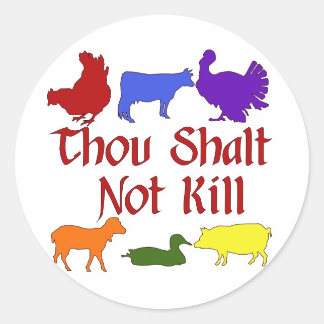 Thou Shalt Not Kill Classic Round Sticker (Front)