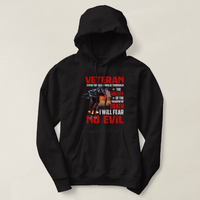 Though I Walk Through Military s veteran 22 Hoodie (Design Front)