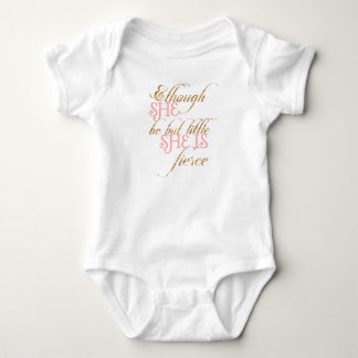& though she be but little - gold glitter baby bodysuit