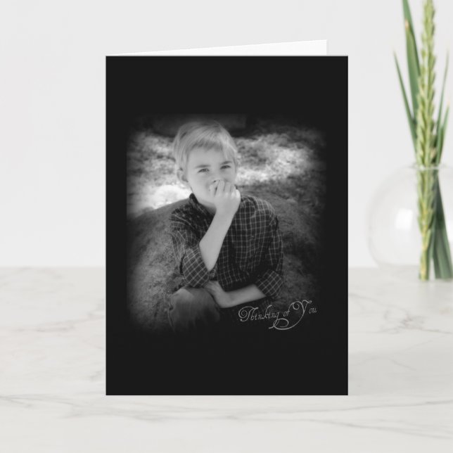 Thoughtful Black and White Photo Greeting Card (Front)