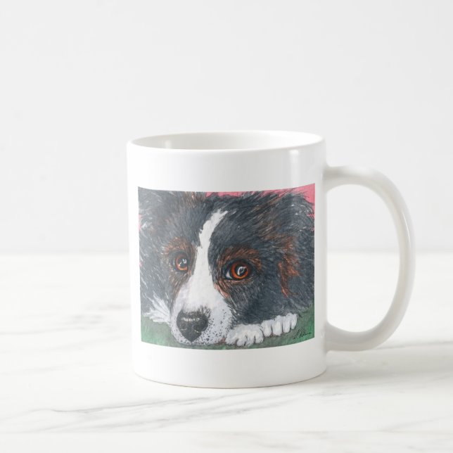 Thoughtful Border Collie Dog Coffee Mug (Right)