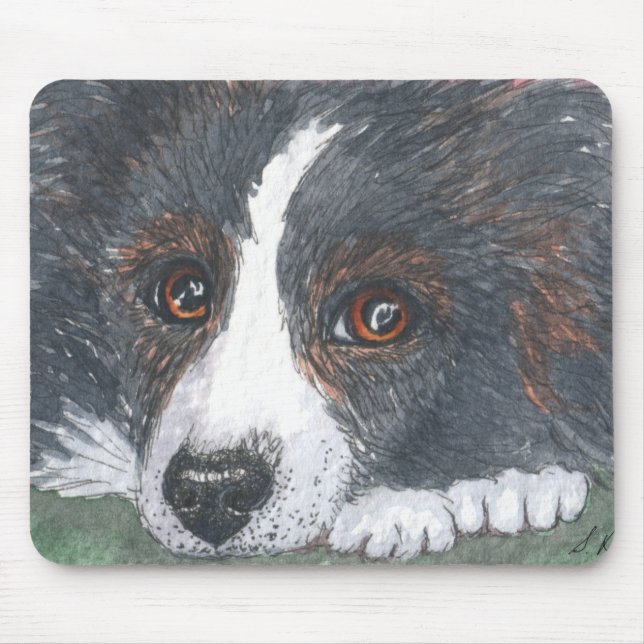Thoughtful Border Collie Dog Mouse Mat (Front)