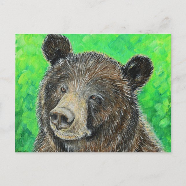 Thoughtful Brown Bear Painting Postcard (Front)