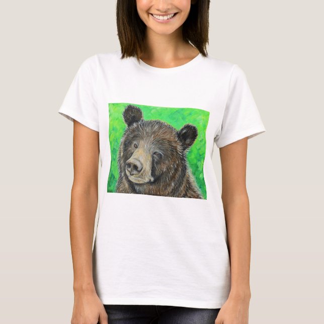 Thoughtful Brown Bear Painting T-Shirt (Front)