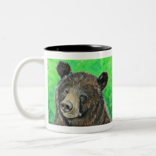 Thoughtful Brown Bear Painting Two-Tone Coffee Mug