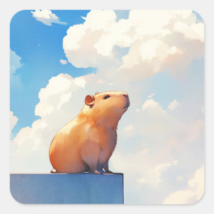 Thoughtful Capybara Square Sticker