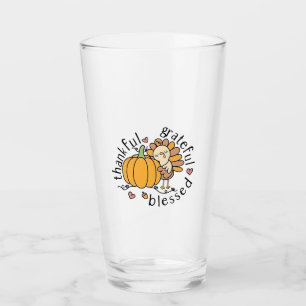 Thoughtful Grateful Blessed Thanksgiving Funny Glass