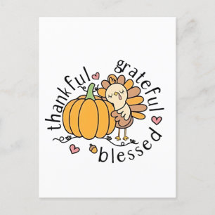 Thoughtful Grateful Blessed Thanksgiving Funny Holiday Postcard