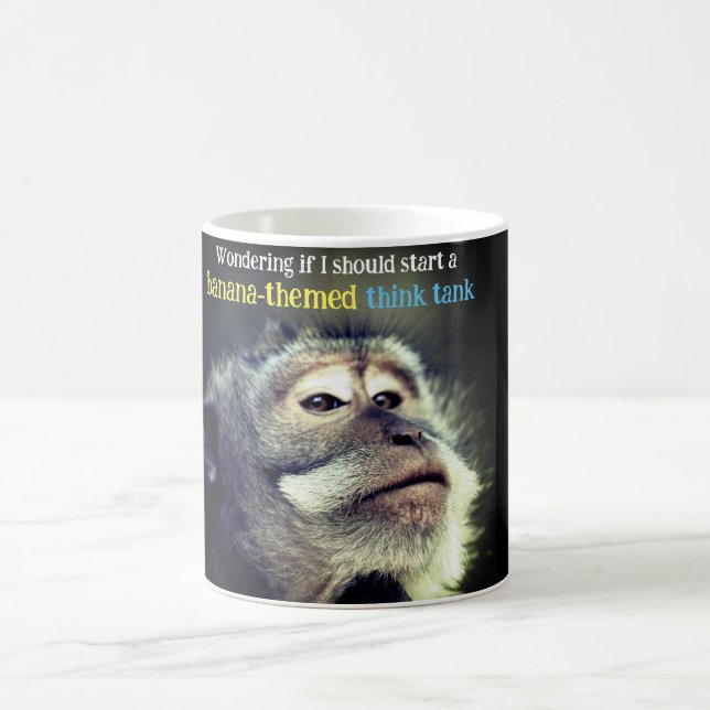 Thoughtful monkey thinking funny quote coffee mug (Center)