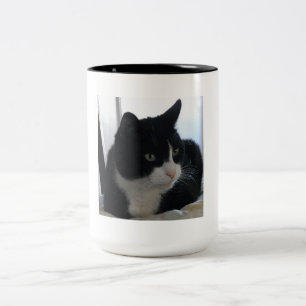 Thoughtful Tuxedo Cat Mug