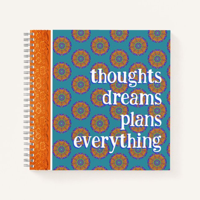 Thoughts Dreams Plans Boho Mandala Pattern Notebook (Front)