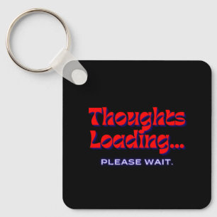 Thoughts Loading Metal Square Keychain