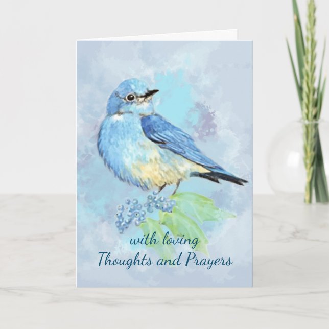 Thoughts Prayers Time of Loss, Mountain Bluebird Card (Front)