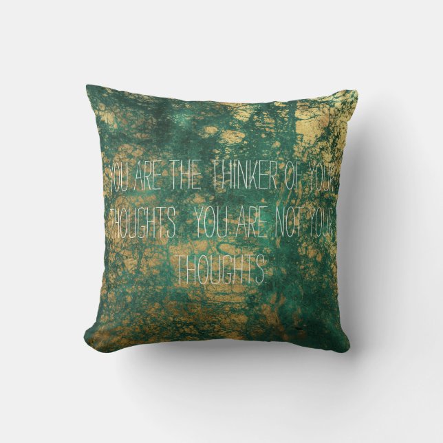 Thoughts Quote on Green Cushion (Front)