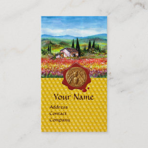 THOUSAND FLOWER FIELD,HONEY BEE WAX SEAL,BEEKEEPER BUSINESS CARD