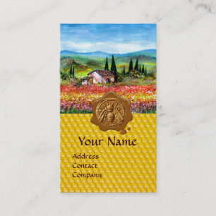 THOUSAND FLOWER FIELD,HONEY BEE WAX SEAL,BEEKEEPER BUSINESS CARD