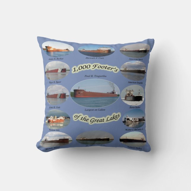 Thousand Footers of the Great Lakes pillow (Front)