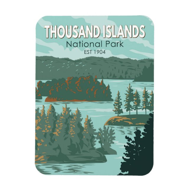 Thousand Islands National Park Canada Vintage Magnet (Vertical)