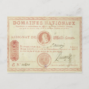 Thousand livre banknote with Louis XVI's Postcard