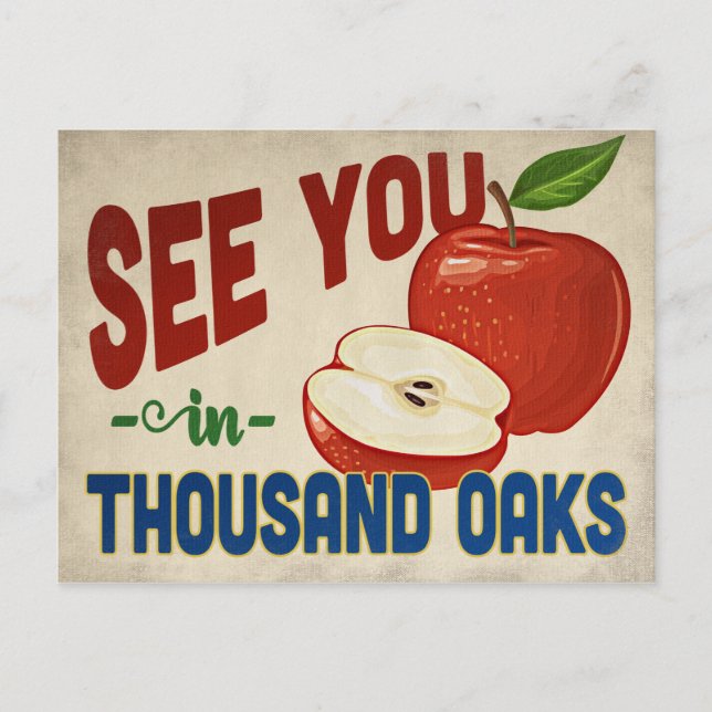 Thousand Oaks California Apple - Vintage Travel Postcard (Front)
