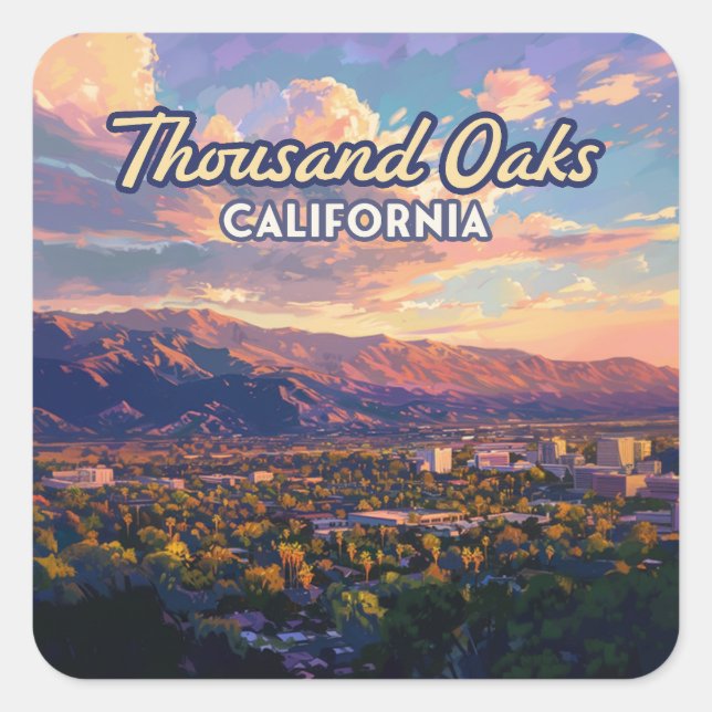 Thousand Oaks California Los Angeles Ventura Square Sticker (Front)