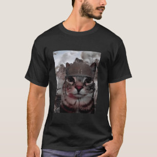 Thousand Yard Stare Funny Soldier Cat Meme in Batt T-Shirt