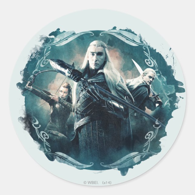 Thranduil, TAURIEL™, & LEGOLAS GREENLEAF™ Graphic Classic Round Sticker (Front)