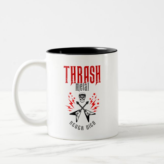 Thrash Metal Never Dies Two-Tone Coffee Mug (Left)