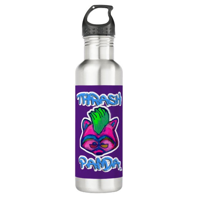 Thrash Panda Neon Punk Racoon Cartoon 710 Ml Water Bottle (Front)