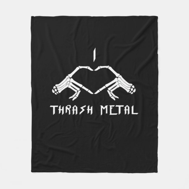 Thrash Skeleton Hands Heart Classic Fleece Blanket (Front)