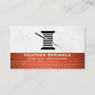 Thread and Needle     Marble   Leather Stitched Business Card