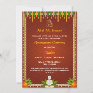 Thread Ceremony Invitation, Upanayan Card