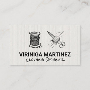 Thread Needle Fabric Shears & Thimble Business Card