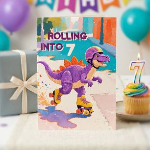 Thread-Painted Art   Dinosaur Custom Age Birthday Card