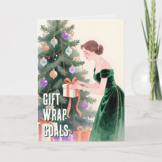 Thread-Painted Art | Gifting Goals Witty Christmas Holiday Card (Front)