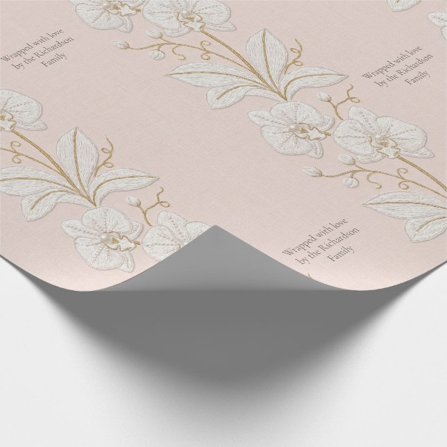 Thread-Painted Art | Ivory Orchid Custom Wrapping Paper (Corner)