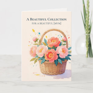 Thread-Painted Art   Peony Classic Mother's Day Holiday Card