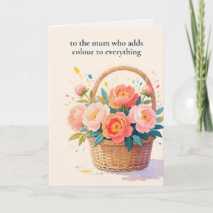 Thread-Painted Art   Peony Modern Mother's Day Holiday Card