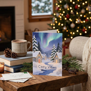 Thread-Painted Art Winter Valley Modern Christmas Card