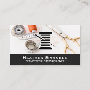 Thread Reels   Seamstress   Fancy Pattern Trim Business Card