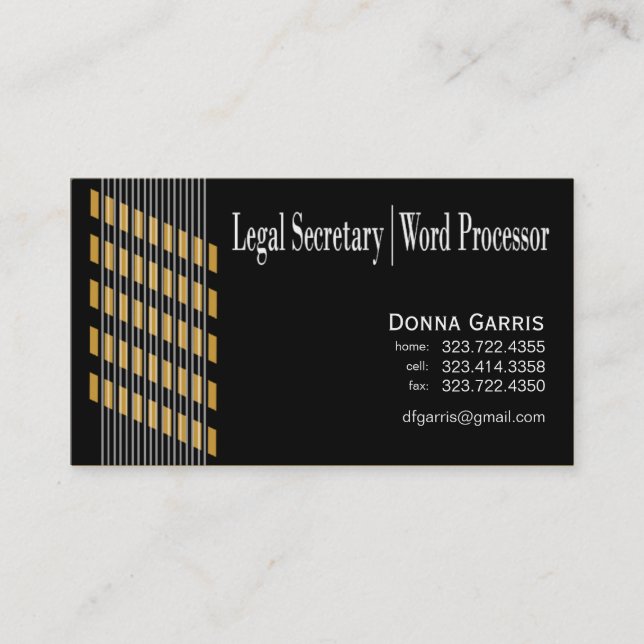 Threaded Ribbons Legal Secretary Word Processor Business Card (Front)