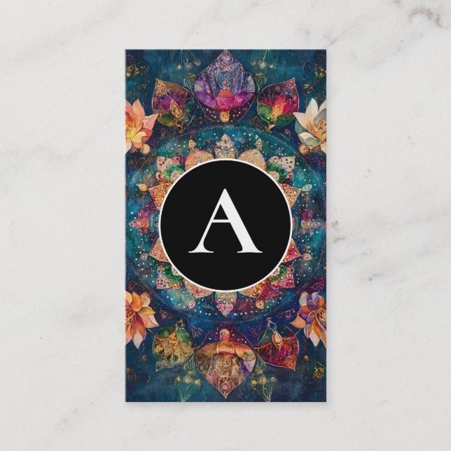 Threads of Light | Floral Mandala Design Business Card (Front)