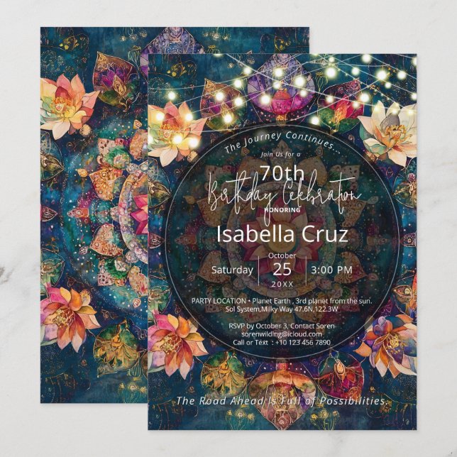 Threads of Light | Floral Mandala Design Invitation (Front/Back)