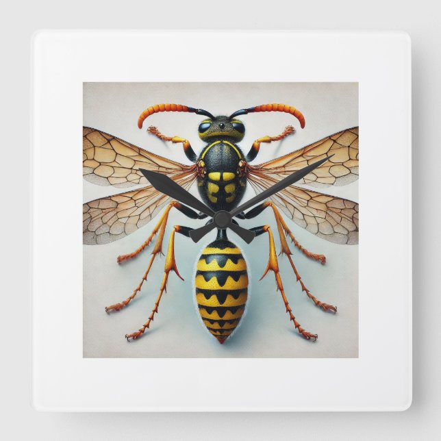 Threadwaisted wasp 210824IREF242 - Watercolor Square Wall Clock (Front)