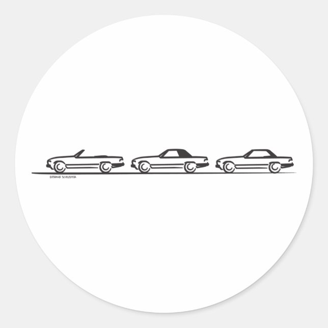 Three 107 SLs Classic Round Sticker (Front)