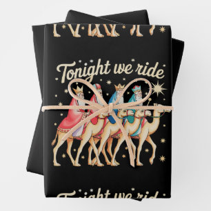 Three 3 Wise Men Tonight We Ride Christmas Xmas Wrapping Paper Sheet