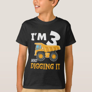 Three 3yr 3rd Birthday Construction Boy 3 Years Ol T-Shirt