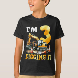 Three 3yr 3rd Birthday Construction Boy 3 Years Ol T-Shirt