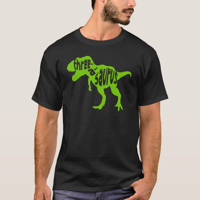 Three A Saurus Dinosaur 3rd Birthday Trex Birthday T-Shirt (Front)